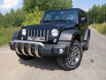 Защита переднего бампера кенгурин 60,3 мм ТСС Тюнинг Jeep (Джип) Wrangler (Вранглер)  JK (2007-2018) JK  (нержавейка)