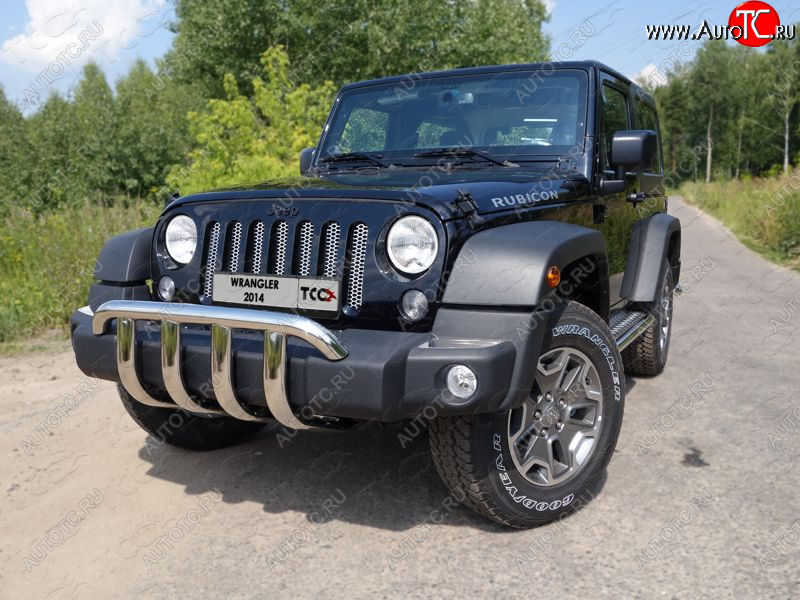 29 999 р. Защита переднего бампера кенгурин 60,3 мм ТСС Тюнинг Jeep Wrangler JK (2007-2018) (нержавейка)  с доставкой в г. Йошкар-Ола