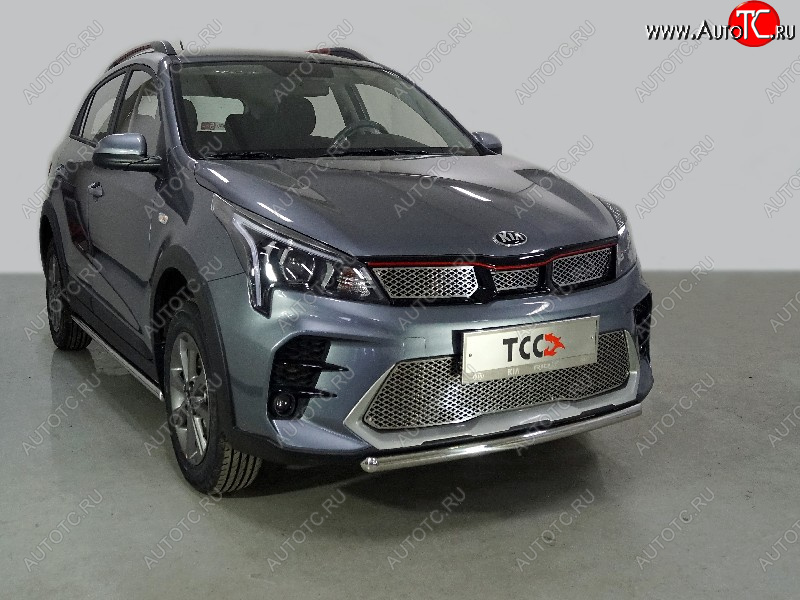 10 799 р. Защита передняя нижняя короткая 42,4 мм ТСС Тюнинг  KIA Rio  X (2020-2024) рестайлинг (нержавейка)  с доставкой в г. Йошкар-Ола