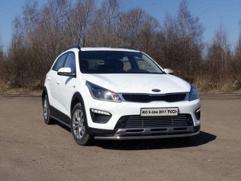 11 749 р. Защита переднего бампера нижняя d42,4 мм ТСС Тюнинг KIA Rio X-line (2017-2021) (нержавейка)  с доставкой в г. Йошкар-Ола. Увеличить фотографию 1