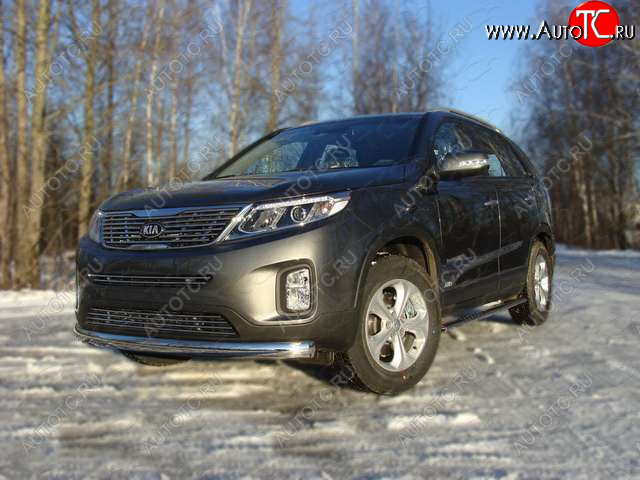 20 899 р. Защита переднего бампера овальная 75х42 мм ТСС тюнинг KIA Sorento XM рестайлинг (2012-2015) (нержавейка)  с доставкой в г. Йошкар-Ола