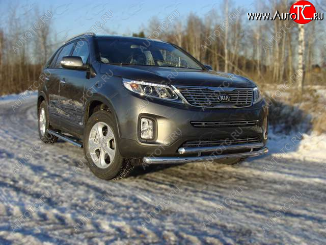 22 599 р. Защита переднего бампера нижняя 60,3*50,8 мм ТСС Тюнинг  KIA Sorento  XM (2012-2015) рестайлинг (нержавейка)  с доставкой в г. Йошкар-Ола