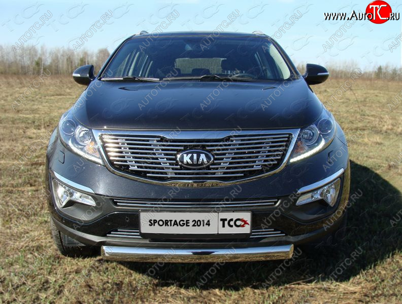 9 349 р. Верхняя декоративная вставка решетки радиатора ТСС Тюнинг  KIA Sportage  3 SL (2014-2016) рестайлинг (d 12 мм)  с доставкой в г. Йошкар-Ола