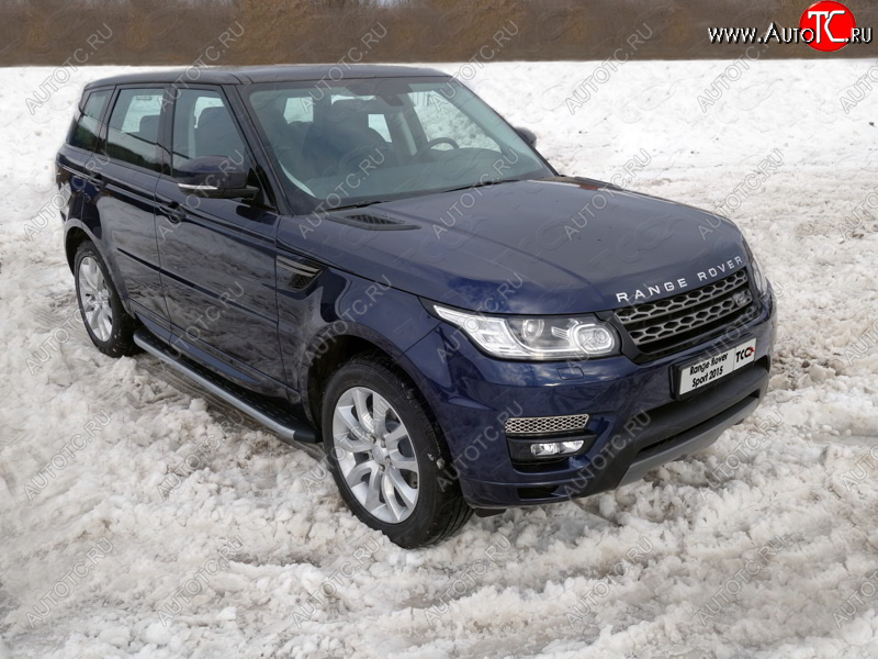 21 999 р. Пороги алюминиевые с пластиковой накладкой, ТСС Тюнинг  Land Rover Range Rover Sport  2 L494 (2013-2017) дорестайлинг (карбон серебро)  с доставкой в г. Йошкар-Ола