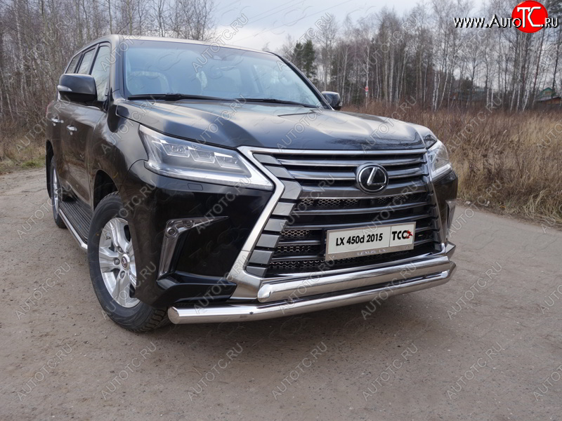 36 299 р. Защита передняя нижняя двойная 76,1*75 мм кроме F-Sport Тюнинг  Lexus LX450d  J200 - LX570  J200 (нержавейка)  с доставкой в г. Йошкар-Ола