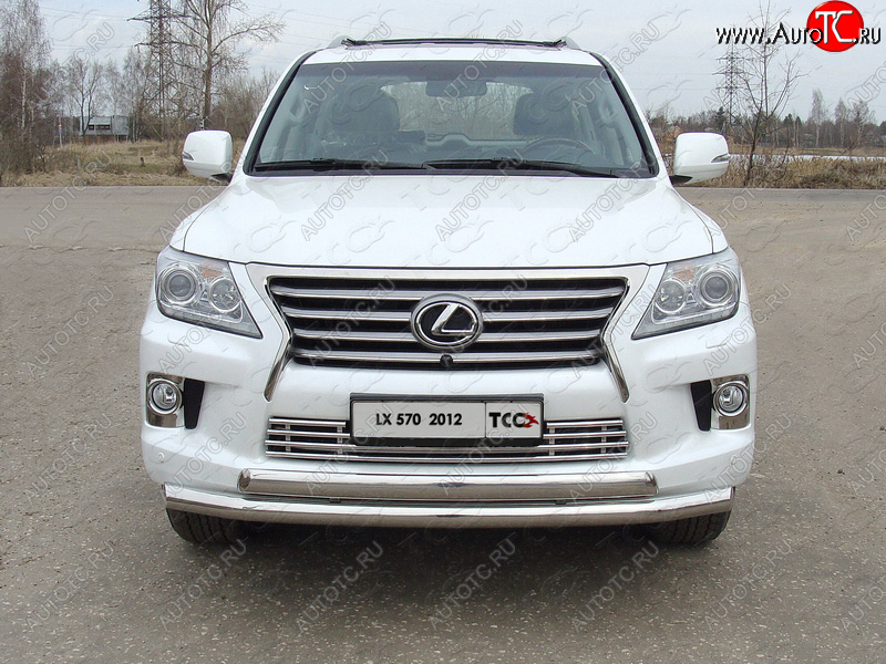 38 949 р. Защита передняя нижняя двойная 76,1*75 мм кроме F-Sport Тюнинг Lexus LX570 J200 1-ый рестайлинг (2012-2015) (нержавейка)  с доставкой в г. Йошкар-Ола