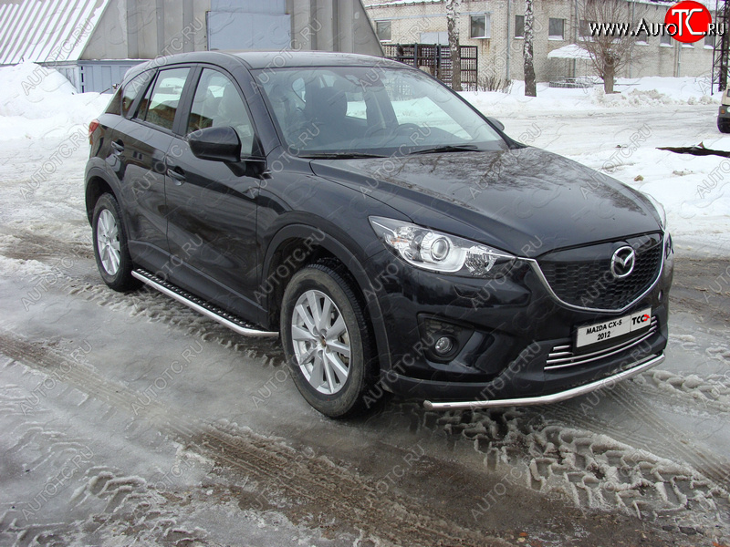 15 549 р. Защита переднего бампера нижняя d42,4 мм ТСС Тюнинг  Mazda CX-5  KE (2011-2014) дорестайлинг (нержавейка)  с доставкой в г. Йошкар-Ола