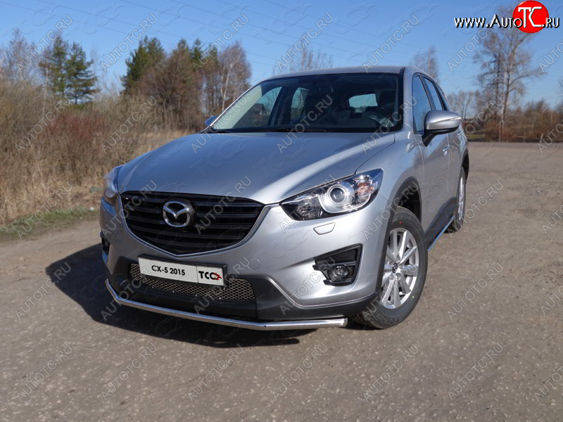 15 549 р. Защита переднего бампера нижняя d42,4 мм ТСС Тюнинг Mazda CX-5 KE рестайлинг (2015-2017) (нержавейка)  с доставкой в г. Йошкар-Ола