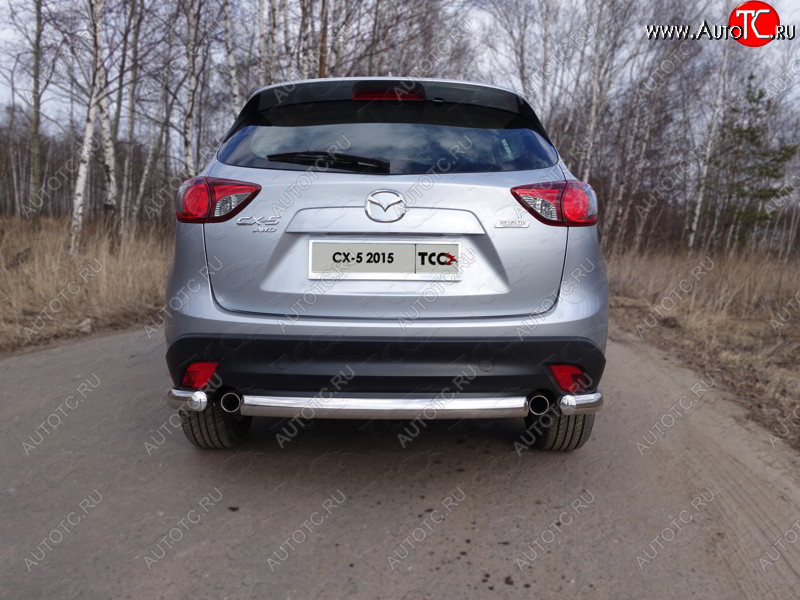 13 499 р. Защита заднего бампера (овальная короткая, d75х42 мм) TCC  Mazda CX-5  KE (2015-2017) рестайлинг  с доставкой в г. Йошкар-Ола