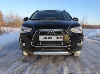 Защита переднего бампера нижняя овальная 75*42 мм ТСС Тюнинг Mitsubishi ASX 1-ый рестайлинг (2013-2016)  (нержавейка)