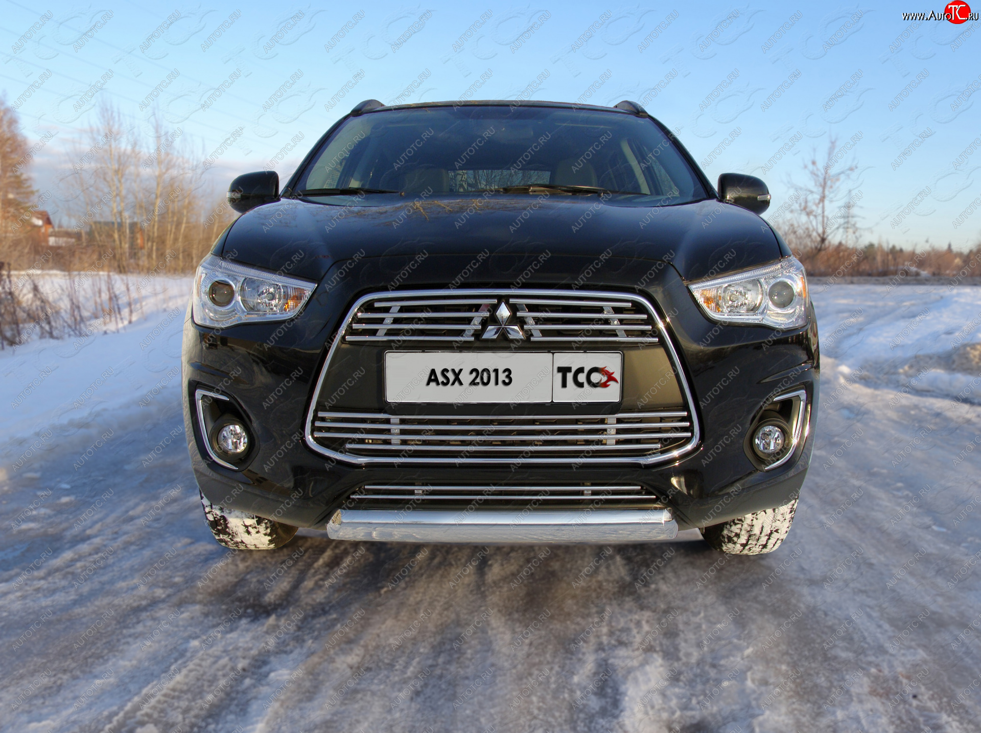 12 999 р. Защита переднего бампера нижняя овальная 75*42 мм ТСС Тюнинг Mitsubishi ASX 1-ый рестайлинг (2013-2016) (нержавейка)  с доставкой в г. Йошкар-Ола