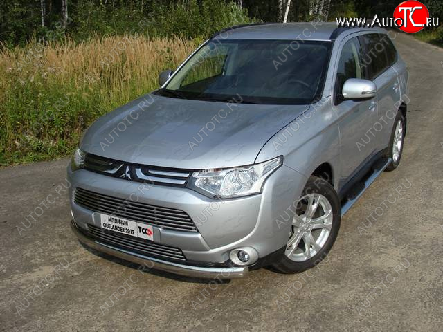 21 899 р. Защита переднего бампера нижняя овальная 75*42 мм ТСС Тюнинг  Mitsubishi Outlander  GF (2012-2014) дорестайлинг (нержавейка)  с доставкой в г. Йошкар-Ола