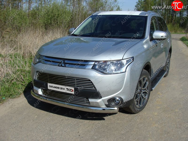 21 899 р. Защита переднего бампера нижняя овальная 75*42 мм ТСС Тюнинг  Mitsubishi Outlander  GF (2014-2016) 1-ый рестайлинг (нержавейка)  с доставкой в г. Йошкар-Ола