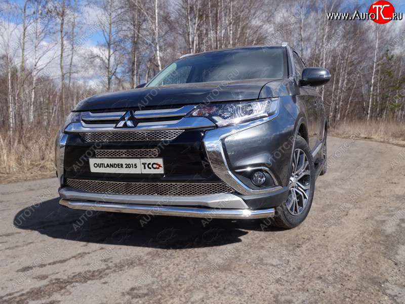 22 599 р.  Защита передняя нижняя длинная 60,3 мм ТСС Тюнинг  Mitsubishi Outlander  GF (2015-2018) 2-ой рестайлинг (нержавейка)  с доставкой в г. Йошкар-Ола