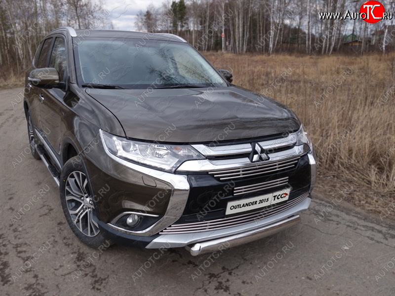 21 899 р. Защита переднего бампера нижняя овальная 75*42 мм ТСС Тюнинг  Mitsubishi Outlander  GF (2015-2018) 2-ой рестайлинг (нержавейка)  с доставкой в г. Йошкар-Ола