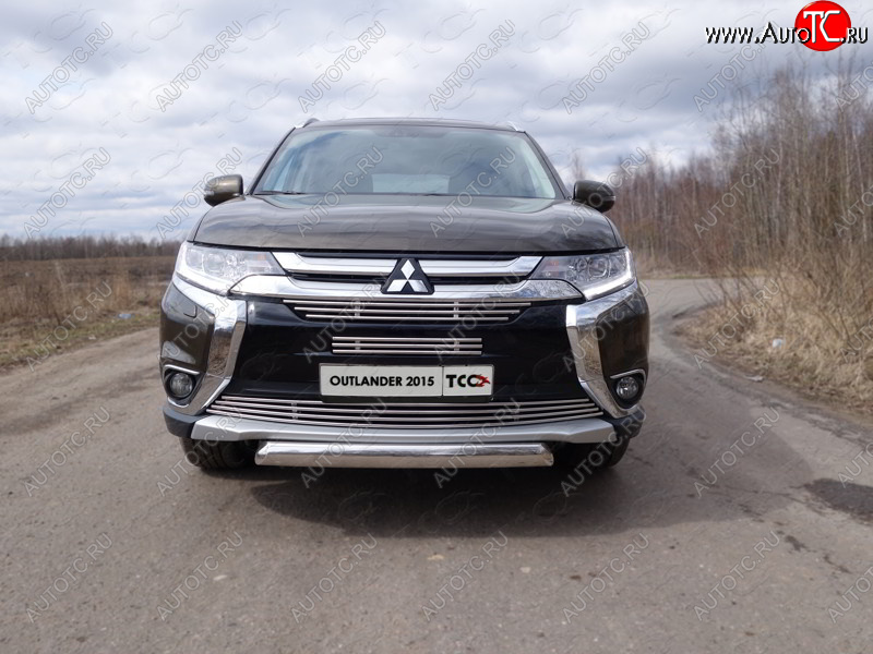 7 699 р. Верхняя декоративная вставка решетки радиатора ТСС Тюнинг  Mitsubishi Outlander  GF (2015-2018) 2-ой рестайлинг (d 12 мм)  с доставкой в г. Йошкар-Ола