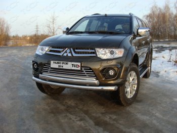 Защита передняя нижняя двойная 76,1*75 мм ТСС Тюнинг Mitsubishi Pajero Sport PB рестайлинг (2013-2017)  (нержавейка)