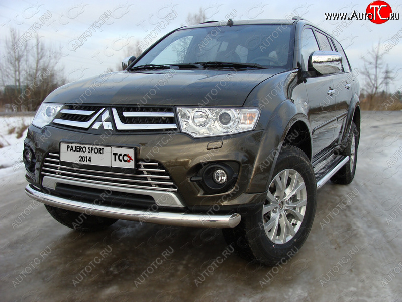 18 699 р. Защита переднего бампера нижняя 76,1 мм ТСС Тюнинг  Mitsubishi Pajero Sport  PB (2013-2017) рестайлинг (нержавейка)  с доставкой в г. Йошкар-Ола