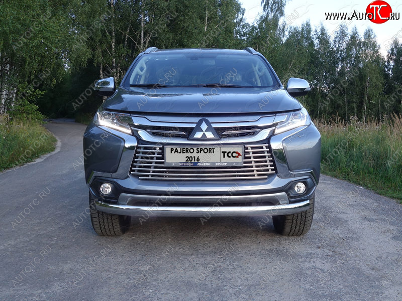 21 899 р. Защита переднего бампера нижняя овальная 75*42 мм ТСС Тюнинг  Mitsubishi Pajero Sport  PB (2013-2017) рестайлинг (нержавейка)  с доставкой в г. Йошкар-Ола