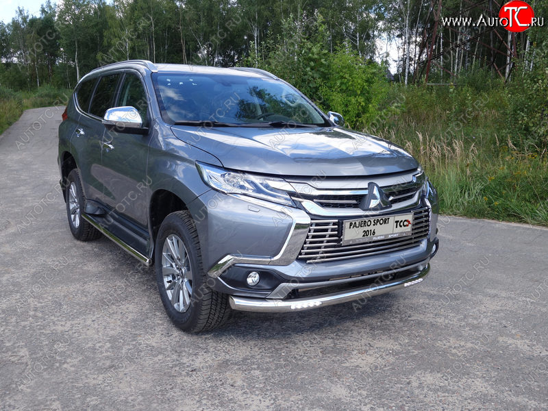 37 649 р. Защита переднего бампера нижняя с ДХО 76,1 мм ТСС Тюнинг  Mitsubishi Pajero Sport  QE (2015-2021) дорестайлинг (нержавейка)  с доставкой в г. Йошкар-Ола