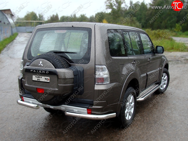 22 999 р. Защита задняя (уголки, нержавейка 76,1 мм) ТСС Тюнинг Mitsubishi Pajero 4 V80 3 дв. 1-ый рестайлинг (2011-2014)  с доставкой в г. Йошкар-Ола