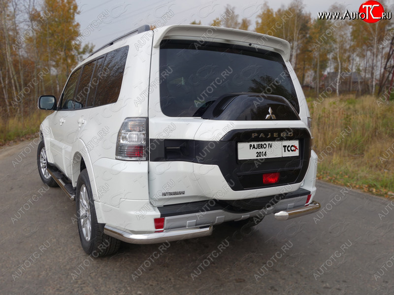 22 999 р. Защита задняя (уголки, нержавейка 76,1 мм) ТСС Тюнинг  Mitsubishi Pajero  4 V90 (2014-2020) 2-ой рестайлинг  с доставкой в г. Йошкар-Ола