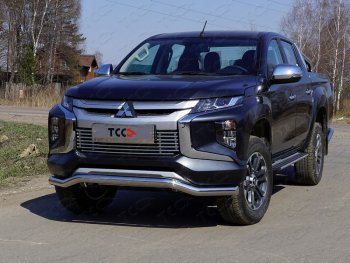 22 749 р. Защита переднего бампера волна d76,1 мм ТСС Тюнинг  Mitsubishi L200  5 KK,KL (2018-2022) рестайлинг (нержавейка)  с доставкой в г. Йошкар-Ола. Увеличить фотографию 1