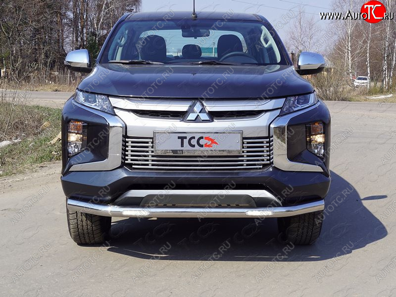 34 899 р. Защита переднего бампера нижняя с ДХО 76,1 мм ТСС Тюнинг  Mitsubishi L200  5 KK,KL (2018-2022) рестайлинг (нержавейка)  с доставкой в г. Йошкар-Ола