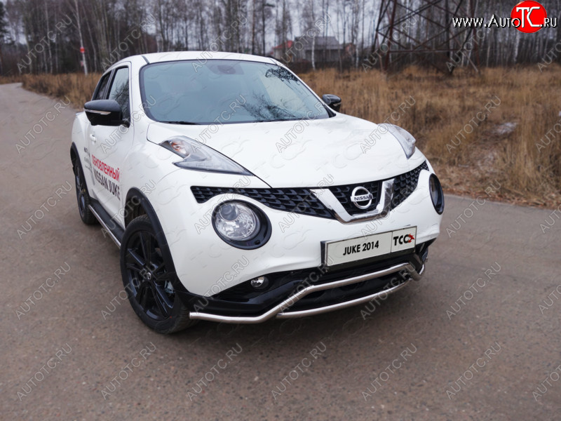 15 549 р. Защита переднего бампера кенгурин 42,4 мм ТСС Тюнинг Nissan Juke 1 YF15 рестайлинг (2014-2020) (нержавейка)  с доставкой в г. Йошкар-Ола