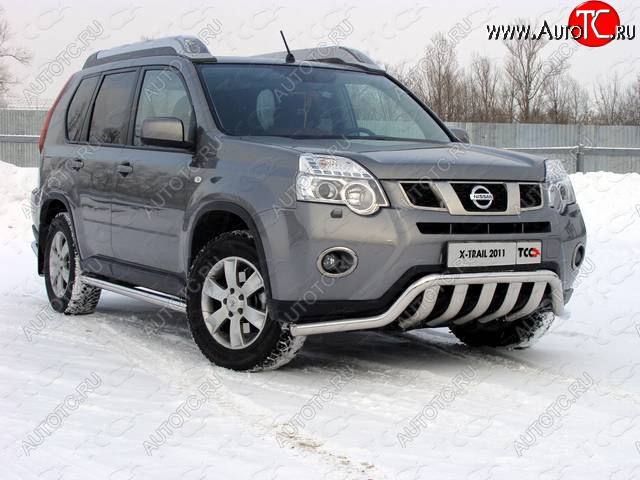 28 999 р. Защита переднего бампера нижняя 60,3*75 мм ТСС Тюнинг  Nissan X-trail  2 T31 (2010-2015) рестайлинг (нержавейка)  с доставкой в г. Йошкар-Ола