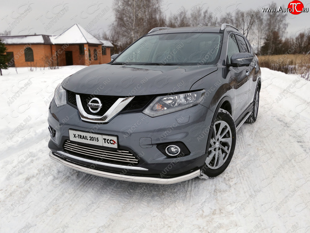 21 799 р. Защита передняя нижняя длинная 60,3 мм ТСС Тюнинг  Nissan X-trail  3 T32 (2013-2018) дорестайлинг (нержавейка)  с доставкой в г. Йошкар-Ола