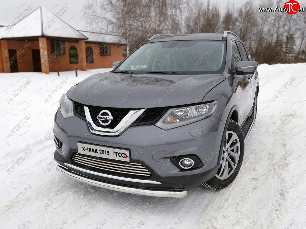 15 549 р. Защита передняя нижняя короткая 60,3 мм ТСС Тюнинг  Nissan X-trail  3 T32 (2013-2018) дорестайлинг (нержавейка)  с доставкой в г. Йошкар-Ола