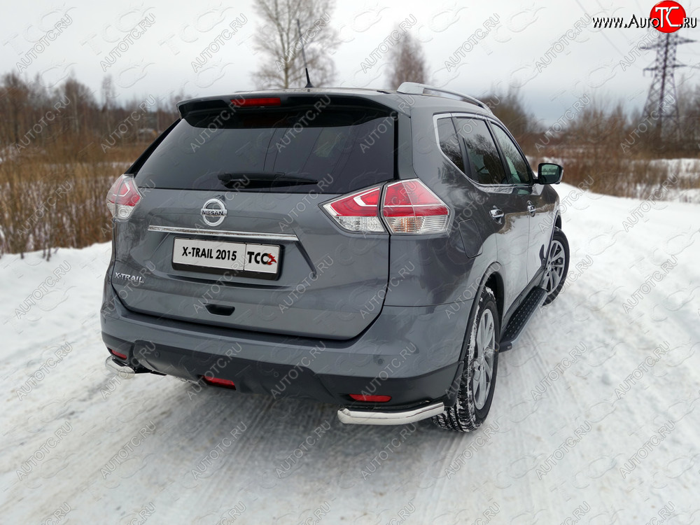 18 699 р. Защита заднего бампера (уголки, d60,3 мм) TCC Nissan X-trail 3 T32 дорестайлинг (2013-2018)  с доставкой в г. Йошкар-Ола