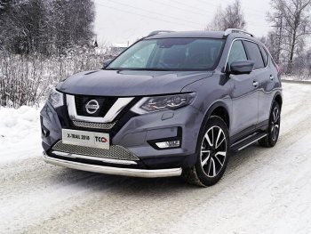 Защита переднего бампера нижняя овальная 75х42 мм ТСС Тюнинг Nissan X-trail 3 T32 рестайлинг (2017-2022) ()