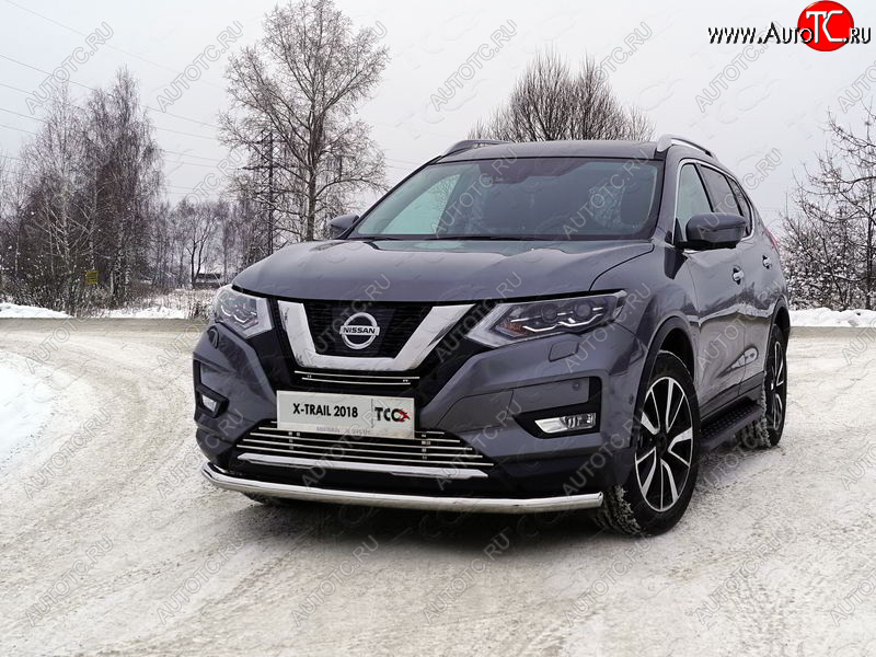 22 999 р. Защита переднего бампера нижняя d60,3 мм ТСС Тюнинг  Nissan X-trail  3 T32 (2017-2022) рестайлинг (нержавейка)  с доставкой в г. Йошкар-Ола