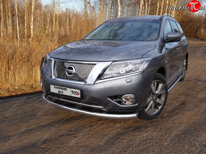 24 949 р. Защита переднего бампера нижняя d76,1 мм ТСС Тюнинг Nissan Pathfinder R52 дорестайлинг (2012-2017) (нержавейка)  с доставкой в г. Йошкар-Ола