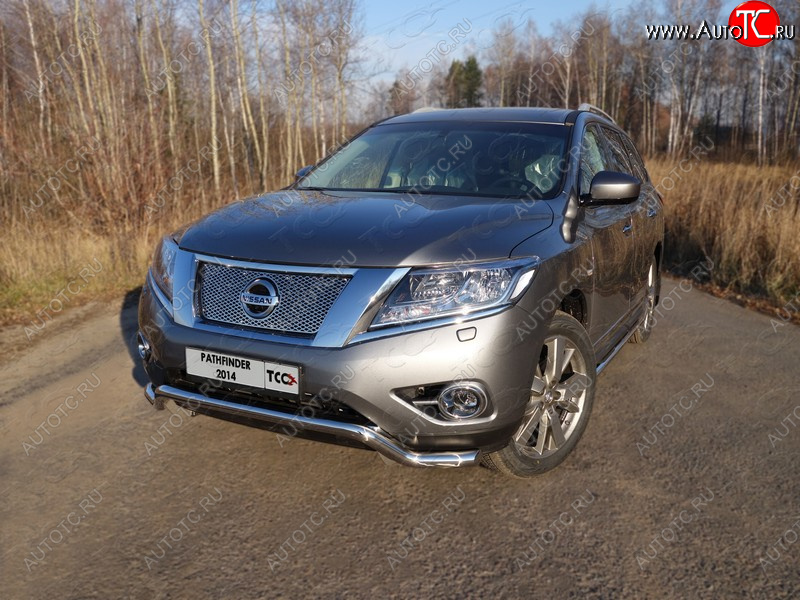 25 599 р. Защита переднего бампера кенгурин 60,3 мм ТСС Тюнинг  Nissan Pathfinder  R52 (2012-2017) дорестайлинг (нержавейка)  с доставкой в г. Йошкар-Ола