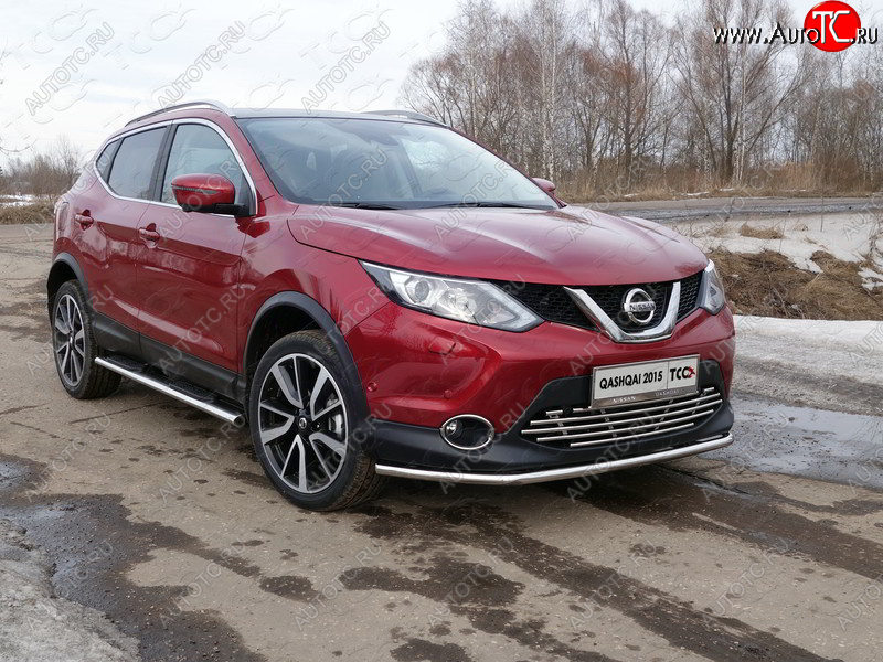 16 549 р. Защита переднего бампера нижняя 42,4 мм ТСС Тюнинг  Nissan Qashqai  2 (2013-2019) J11 дорестайлинг (нержавейка)  с доставкой в г. Йошкар-Ола