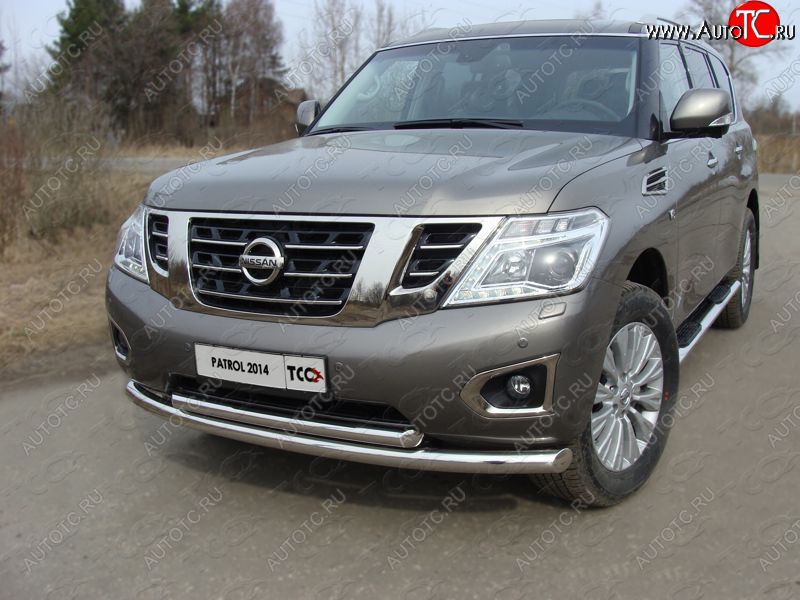 38 949 р. Защита передняя нижняя двойная 76,1*60,3 мм Тюнинг Nissan Patrol 6 Y62 рестайлинг (2014-2017) (нержавейка)  с доставкой в г. Йошкар-Ола