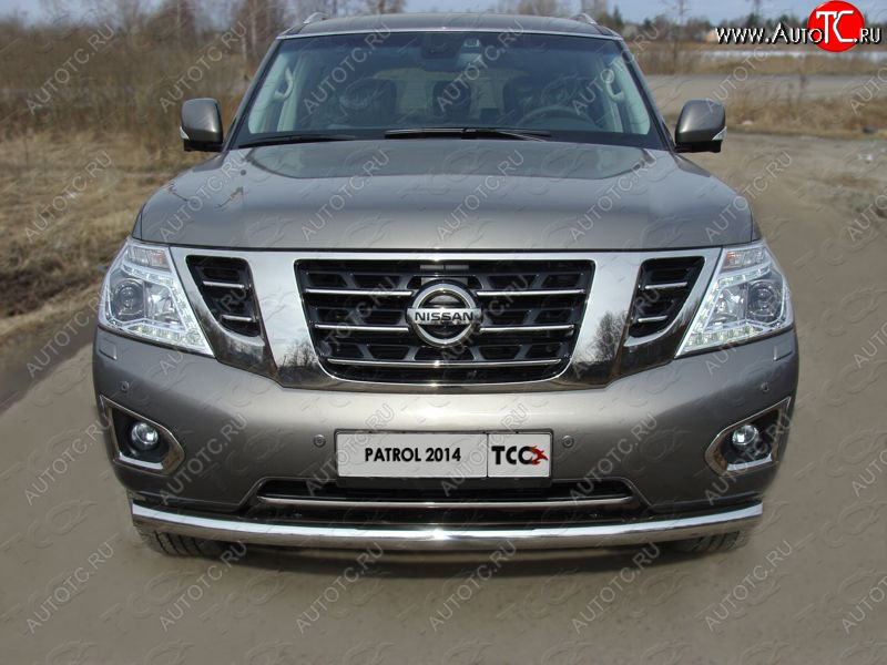 30 999 р. Защита переднего бампера нижняя 76,1 мм ТСС тюнинг Nissan Patrol 6 Y62 рестайлинг (2014-2017) (нержавейка)  с доставкой в г. Йошкар-Ола