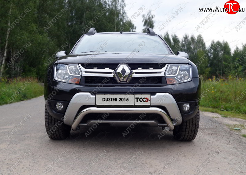 16 899 р. Защита переднего бампера кенгурин 60,3 мм ТСС Тюнинг Renault Duster HS рестайлинг (2015-2021) (нержавейка)  с доставкой в г. Йошкар-Ола