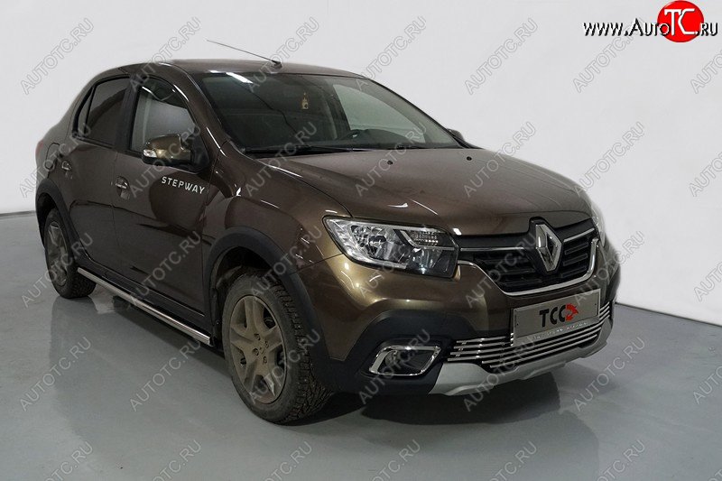 19 999 р. Защита порогов труба d42,4 мм ТСС Тюнинг  Renault Logan Stepway (2018-2024) (серые)  с доставкой в г. Йошкар-Ола