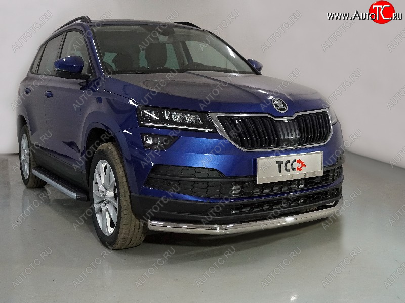 18 399 р. Защита переднего бампера нижняя d60,3 мм ТСС Тюнинг Skoda Karoq NU7 рестайлинг (2020-2024) (нержавейка)  с доставкой в г. Йошкар-Ола