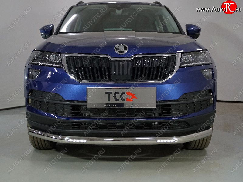 36 849 р. Защита переднего бампера нижняя с ДХО 60,3 мм ТСС Тюнинг Skoda Karoq NU7 рестайлинг (2020-2024) (нержавейка)  с доставкой в г. Йошкар-Ола