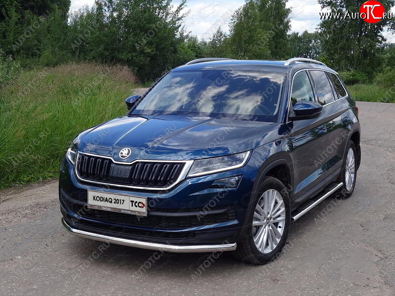 18 699 р. Защита переднего бампера нижняя d60,3 мм ТСС Тюнинг Skoda Kodiaq NU7 дорестайлинг (2017-2021) (нержавейка)  с доставкой в г. Йошкар-Ола