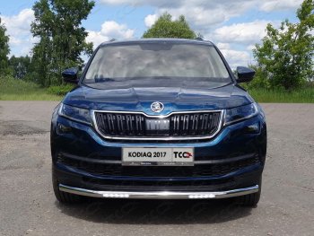 Защита переднего бампера нижняя с ДХО 60,3 мм ТСС Тюнинг Skoda (Шкода) Kodiaq (Кодиак)  NU7 (2017-2021) NU7 дорестайлинг  (нержавейка)