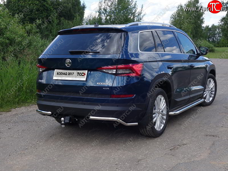 13 999 р. Защита заднего бампера (уголки, d42,4 мм) TCC Skoda Kodiaq NU7 дорестайлинг (2017-2021)  с доставкой в г. Йошкар-Ола