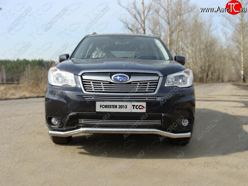 9 349 р. Верхняя декоративная вставка решетки радиатора ТСС Тюнинг  Subaru Forester  SJ (2012-2016) дорестайлинг (d 12 мм)  с доставкой в г. Йошкар-Ола