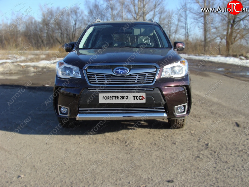 4 299 р. Нижняя декоративная вставка в бампер (спорт) ТСС Тюнинг Subaru Forester SJ дорестайлинг (2012-2016) (d 12 мм)  с доставкой в г. Йошкар-Ола