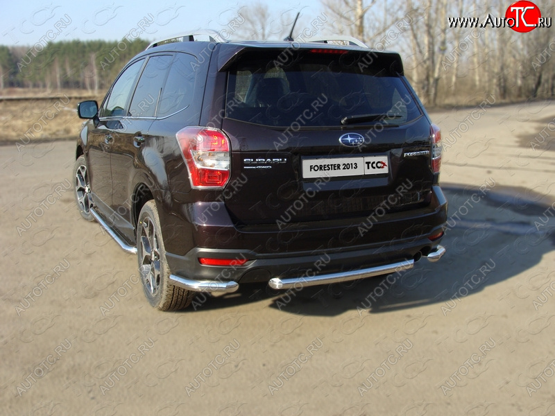 17 999 р. Защита заднего бампера (уголки, d60,3 мм) TCC  Subaru Forester  SJ (2012-2016) дорестайлинг  с доставкой в г. Йошкар-Ола